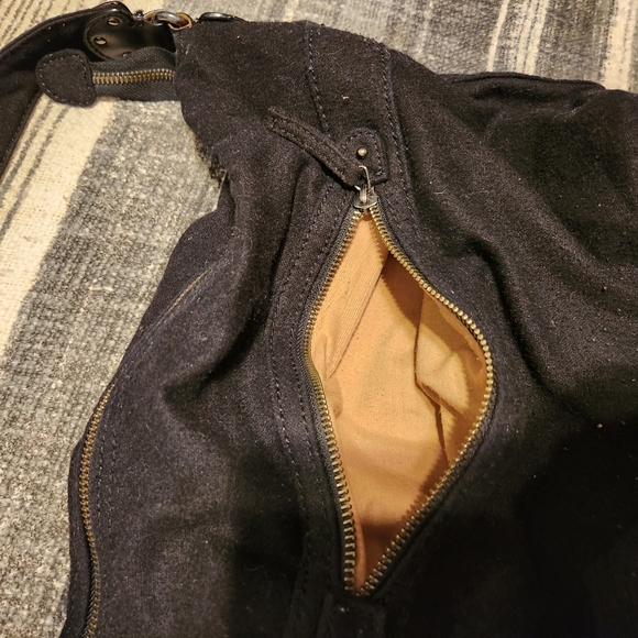 Retro Wool GAP shoulder bag - fully lined purse,  black & tan - Picture 3 of 9